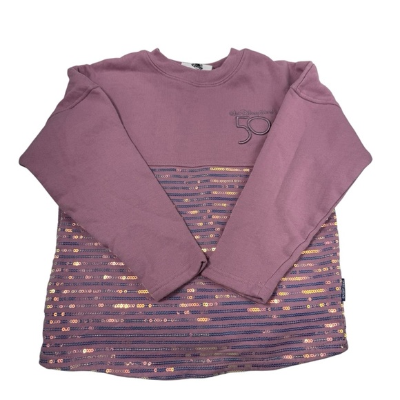 Disney 50th sequin spirit jersey Walt Disney World long sleeve tshirt size 7/8 - Picture 2 of 3